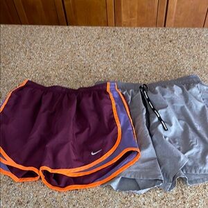 Set of 2 Nike Running/Athletic Shorts Women’s Size Medium Purple w/ Orange/Gray